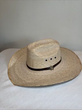 Texas Hat Co Ponderosa Fine Weave 4" Brim Palm Leaf Cowboy Hat - Size 6 7/8”